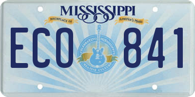 MS license plate ECO841