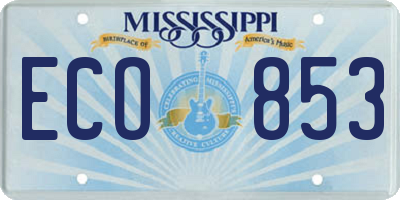 MS license plate ECO853