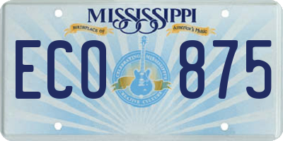 MS license plate ECO875