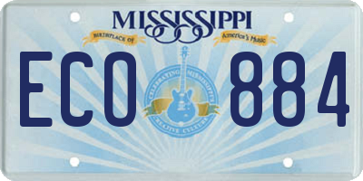 MS license plate ECO884