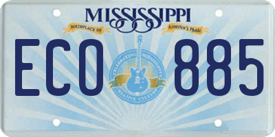 MS license plate ECO885