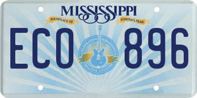 MS license plate ECO896