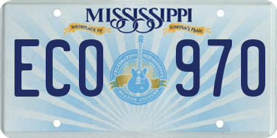MS license plate ECO970