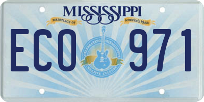 MS license plate ECO971