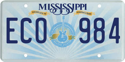 MS license plate ECO984