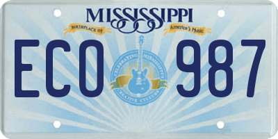 MS license plate ECO987