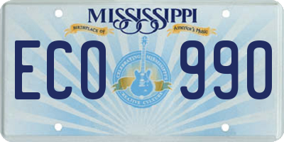 MS license plate ECO990