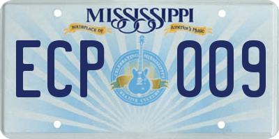 MS license plate ECP009