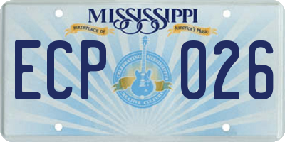MS license plate ECP026