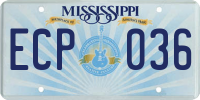 MS license plate ECP036