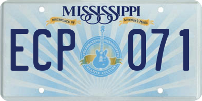 MS license plate ECP071