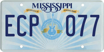 MS license plate ECP077