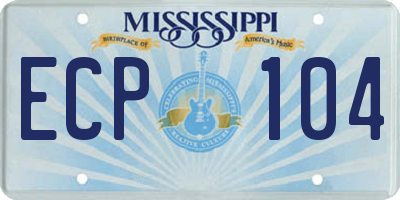 MS license plate ECP104