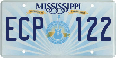 MS license plate ECP122
