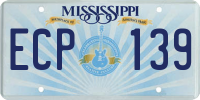 MS license plate ECP139