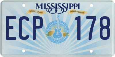 MS license plate ECP178