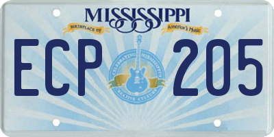 MS license plate ECP205