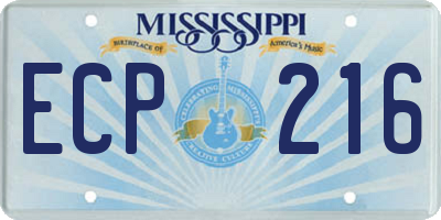 MS license plate ECP216