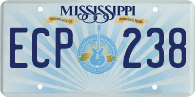 MS license plate ECP238