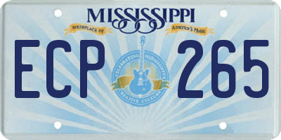 MS license plate ECP265