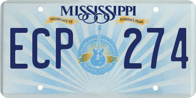 MS license plate ECP274