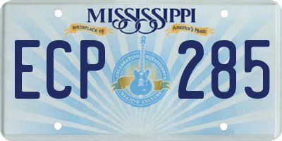 MS license plate ECP285