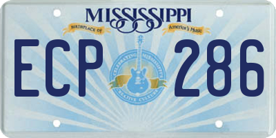 MS license plate ECP286