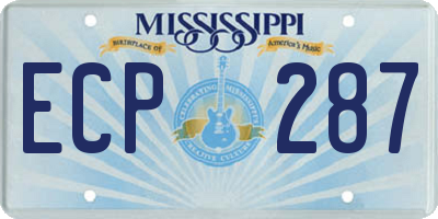 MS license plate ECP287