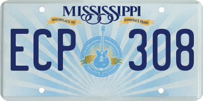 MS license plate ECP308