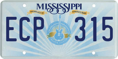 MS license plate ECP315