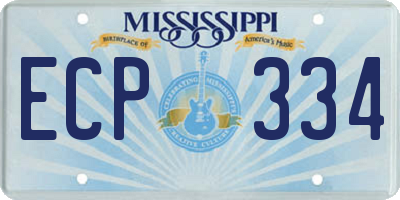 MS license plate ECP334