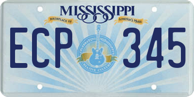 MS license plate ECP345