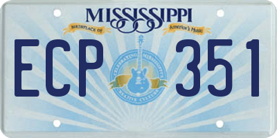 MS license plate ECP351