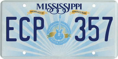 MS license plate ECP357