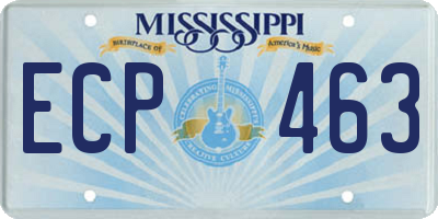 MS license plate ECP463