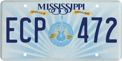 MS license plate ECP472