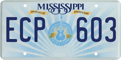MS license plate ECP603