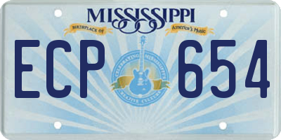 MS license plate ECP654