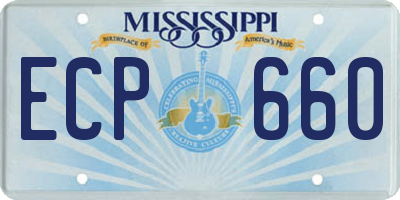 MS license plate ECP660