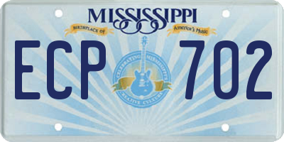 MS license plate ECP702