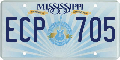 MS license plate ECP705