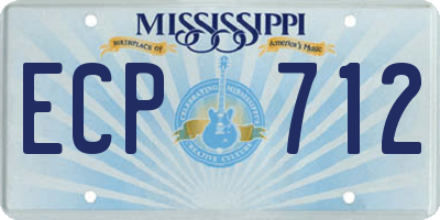 MS license plate ECP712