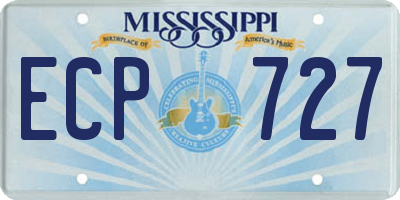 MS license plate ECP727