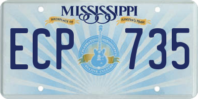 MS license plate ECP735