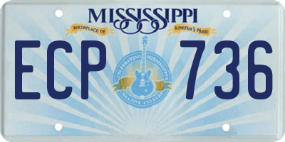 MS license plate ECP736