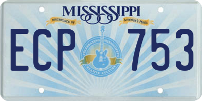 MS license plate ECP753