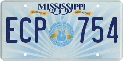 MS license plate ECP754