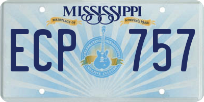MS license plate ECP757
