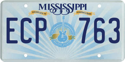 MS license plate ECP763