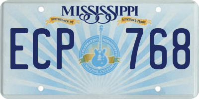 MS license plate ECP768